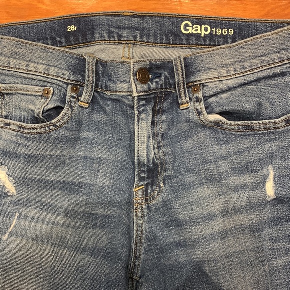 Gap 1969 Distressed Straight Leg Jeans Size 28r - Picture 2 of 3
